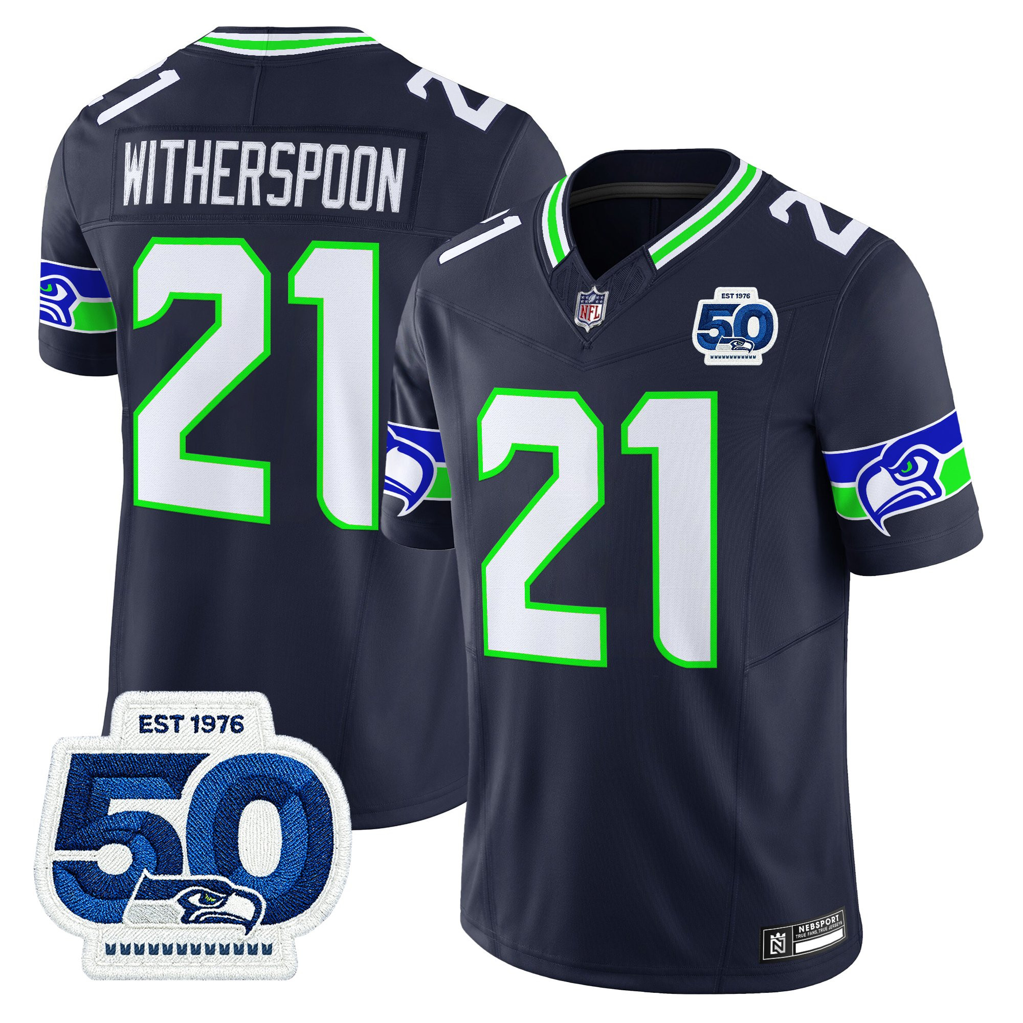 Men's Seattle Seahawks 50th Anniversary Patch Vapor Limited Jersey - All Stitched - Image 21