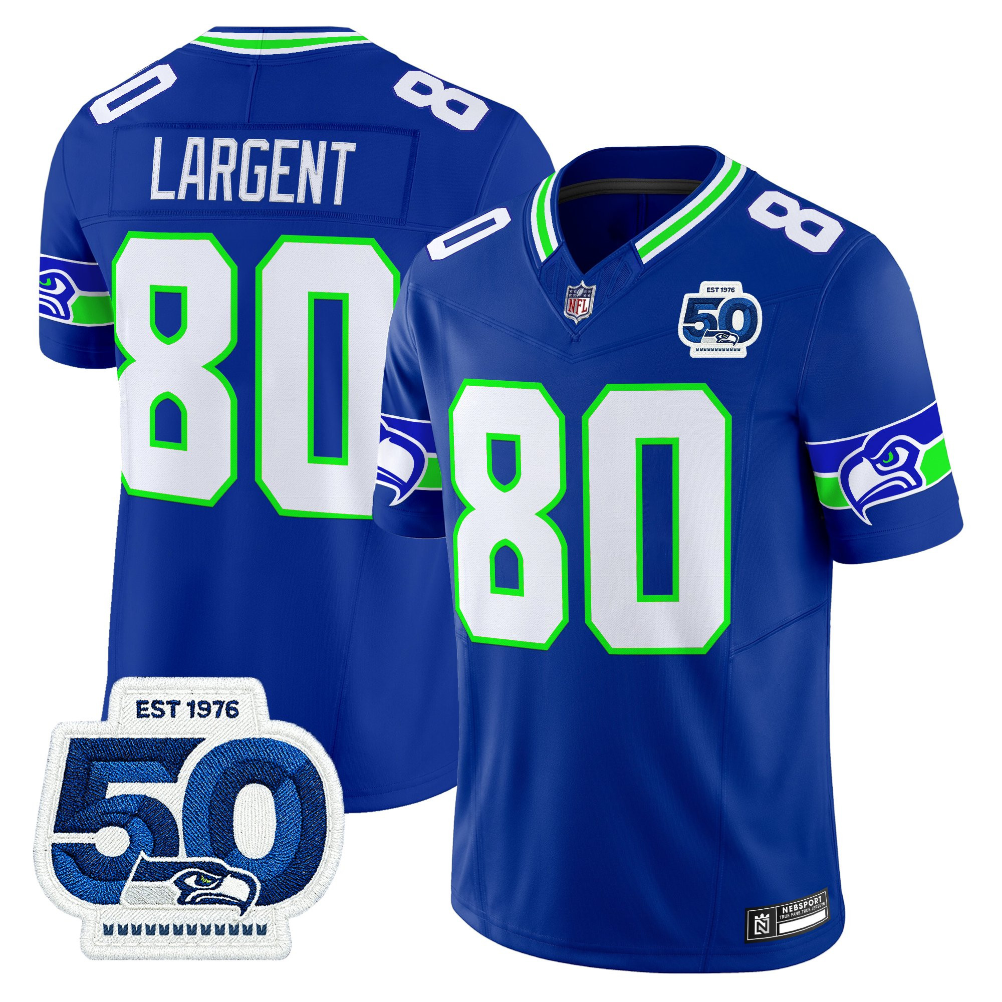 Men's Seattle Seahawks 50th Anniversary Patch Vapor Limited Jersey - All Stitched - Image 39
