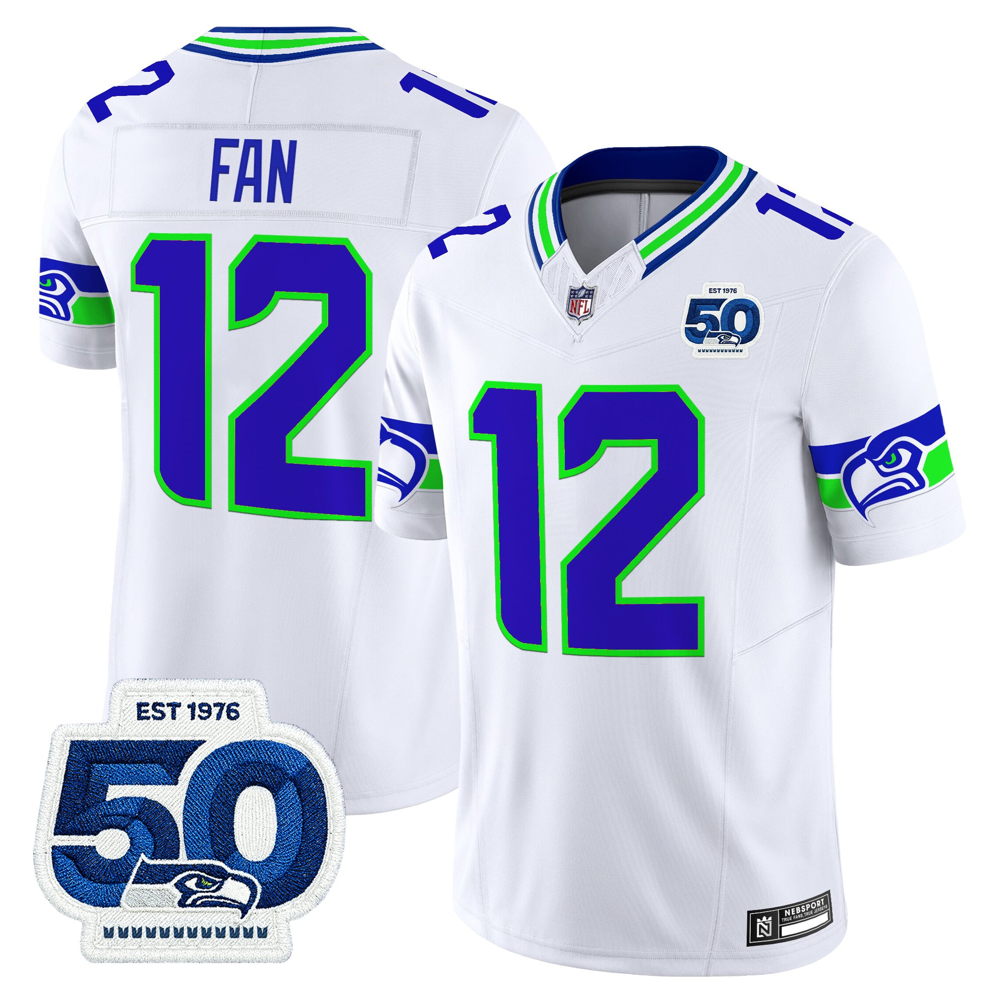 Men's Seattle Seahawks 50th Anniversary Patch Vapor Limited Jersey - All Stitched - Image 48