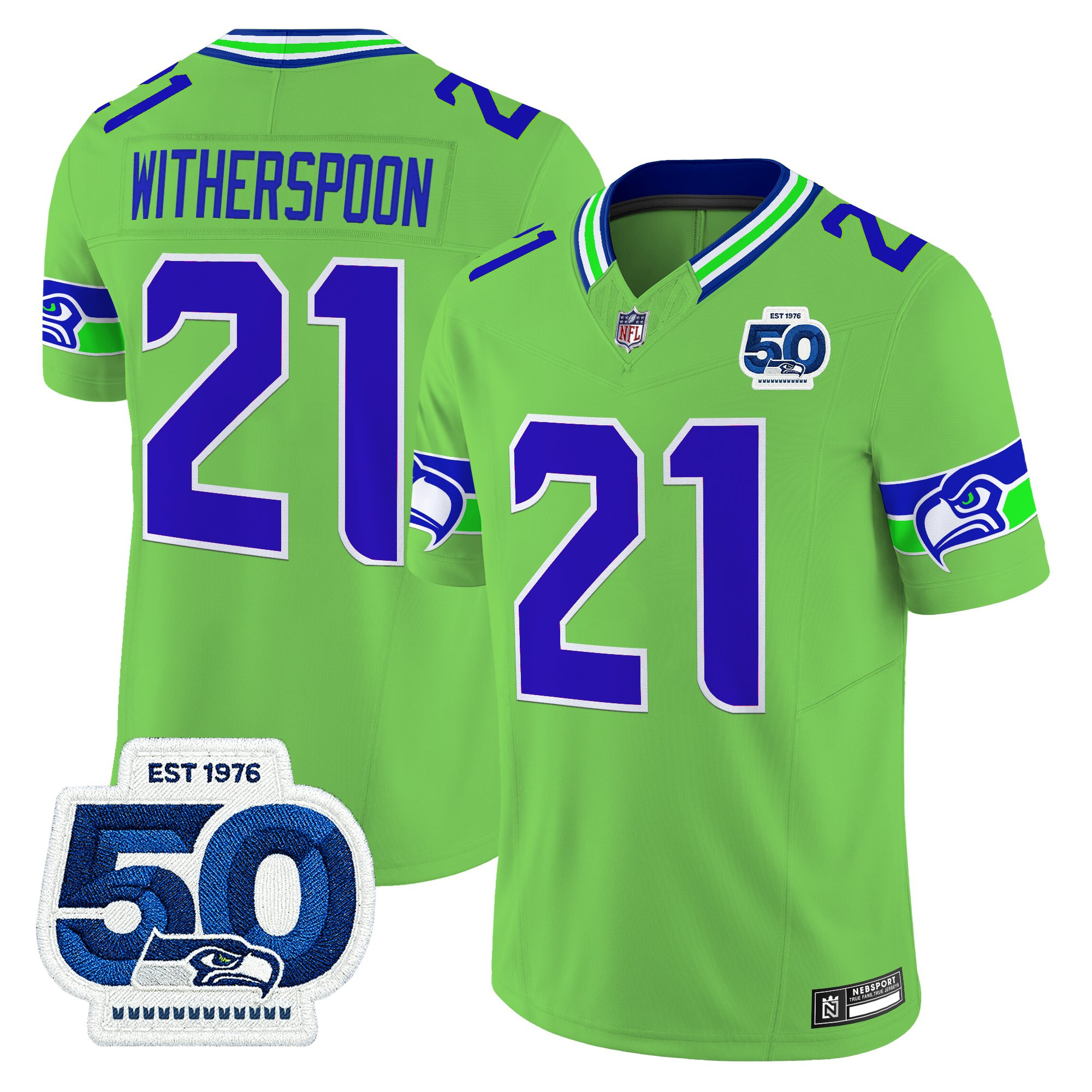 Men's Seattle Seahawks 50th Anniversary Patch Vapor Limited Jersey - All Stitched - Image 13
