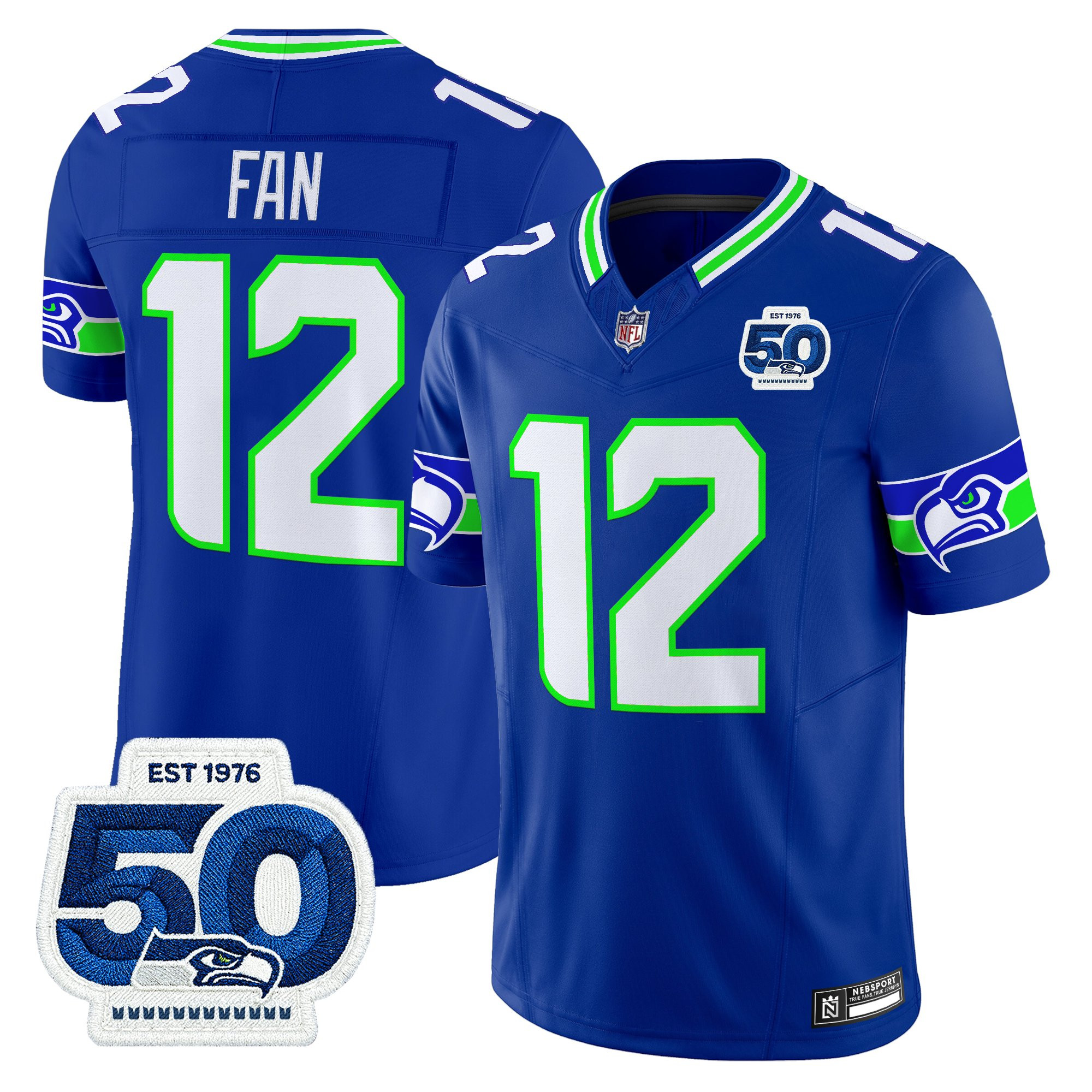 Men's Seattle Seahawks 50th Anniversary Patch Vapor Limited Jersey - All Stitched - Image 40