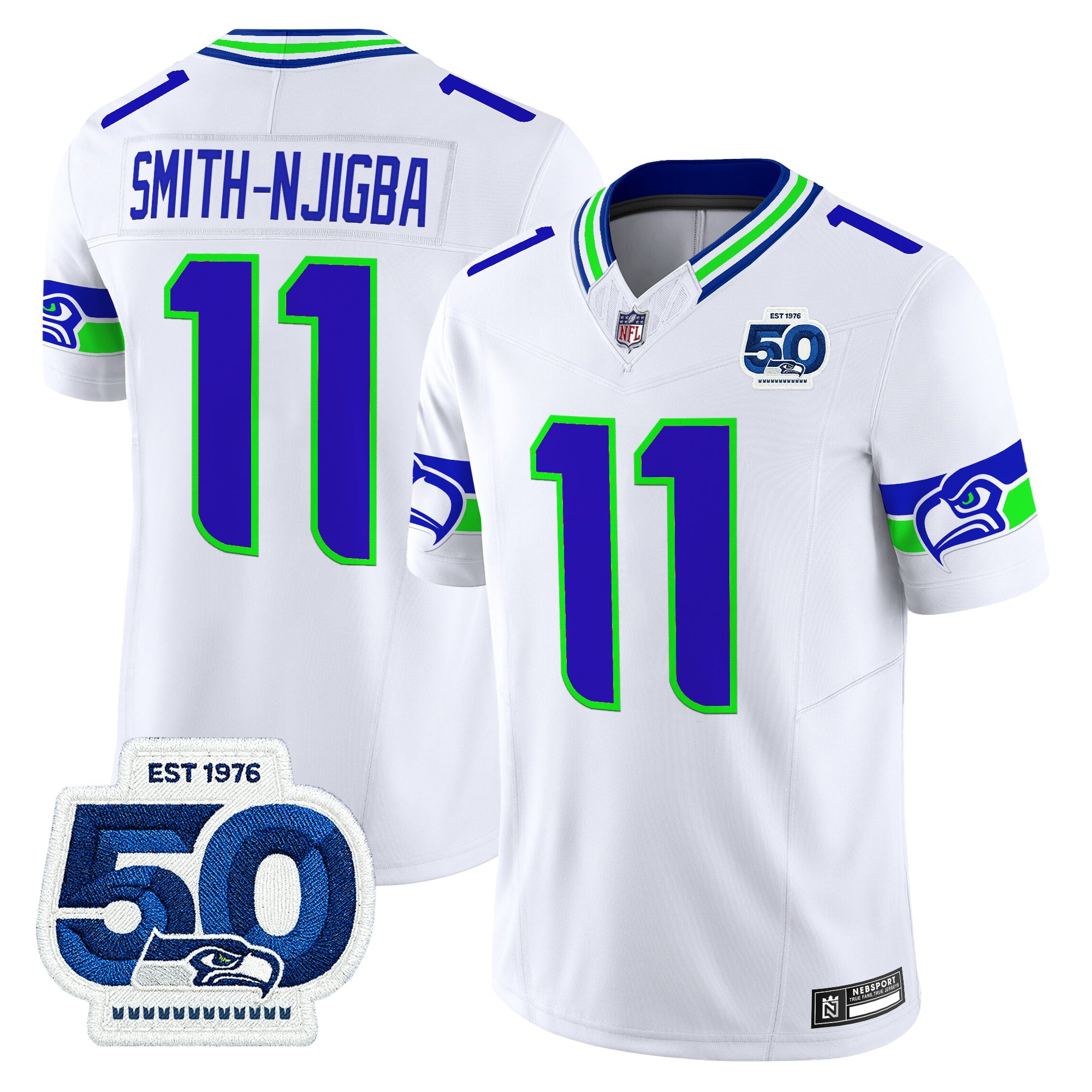 Men's Seattle Seahawks 50th Anniversary Patch Vapor Limited Jersey - All Stitched - Image 44