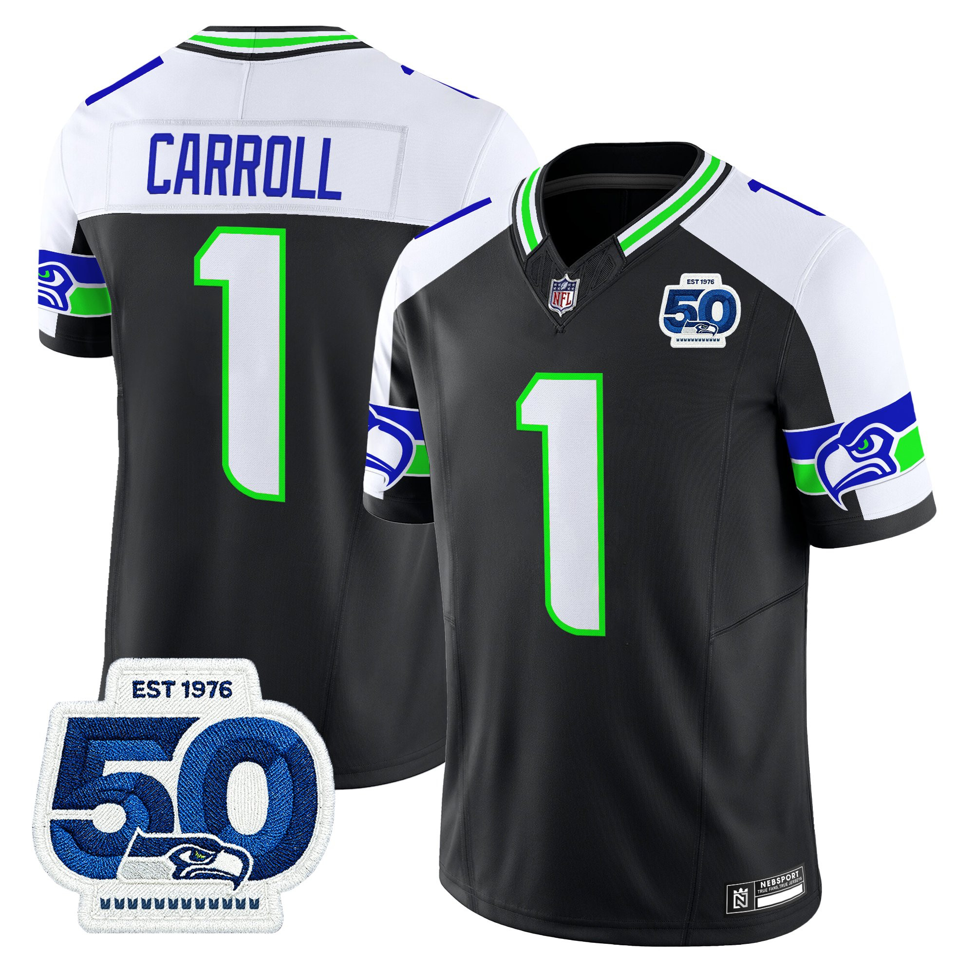 Men's Seattle Seahawks 50th Anniversary Patch Vapor Limited Jersey - All Stitched - Image 3