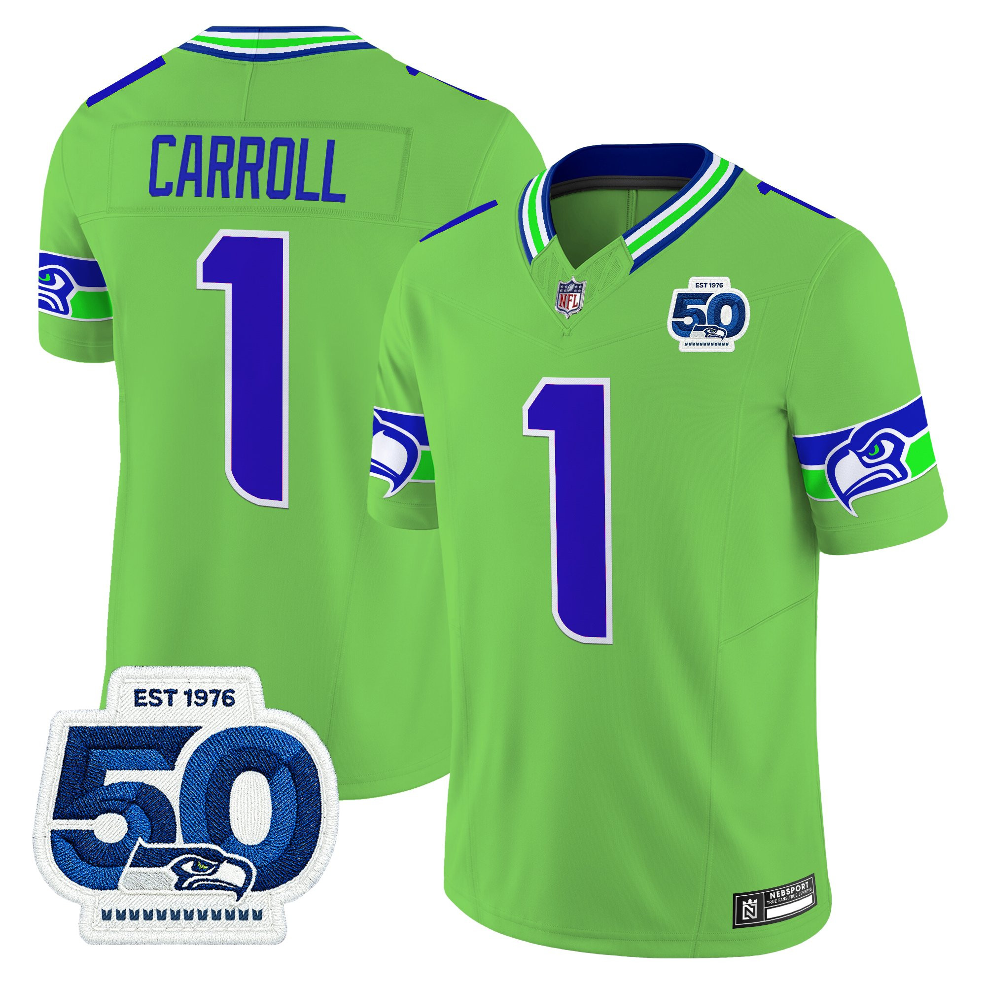 Men's Seattle Seahawks 50th Anniversary Patch Vapor Limited Jersey - All Stitched - Image 11