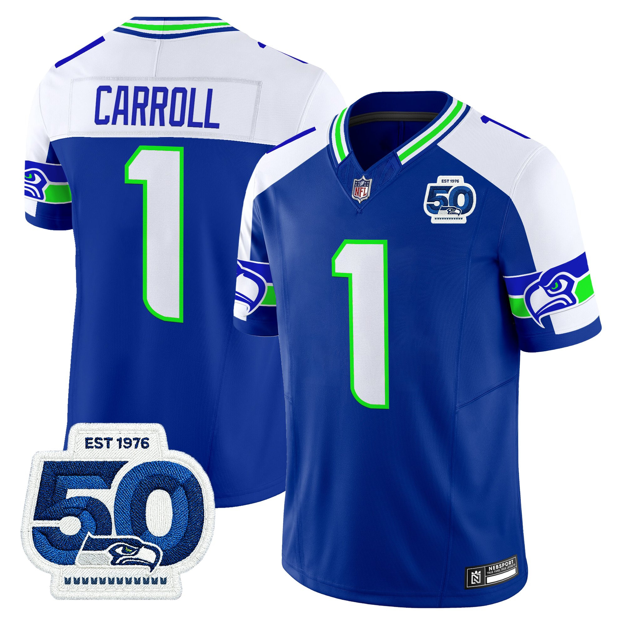 Men's Seattle Seahawks 50th Anniversary Patch Vapor Limited Jersey - All Stitched - Image 27