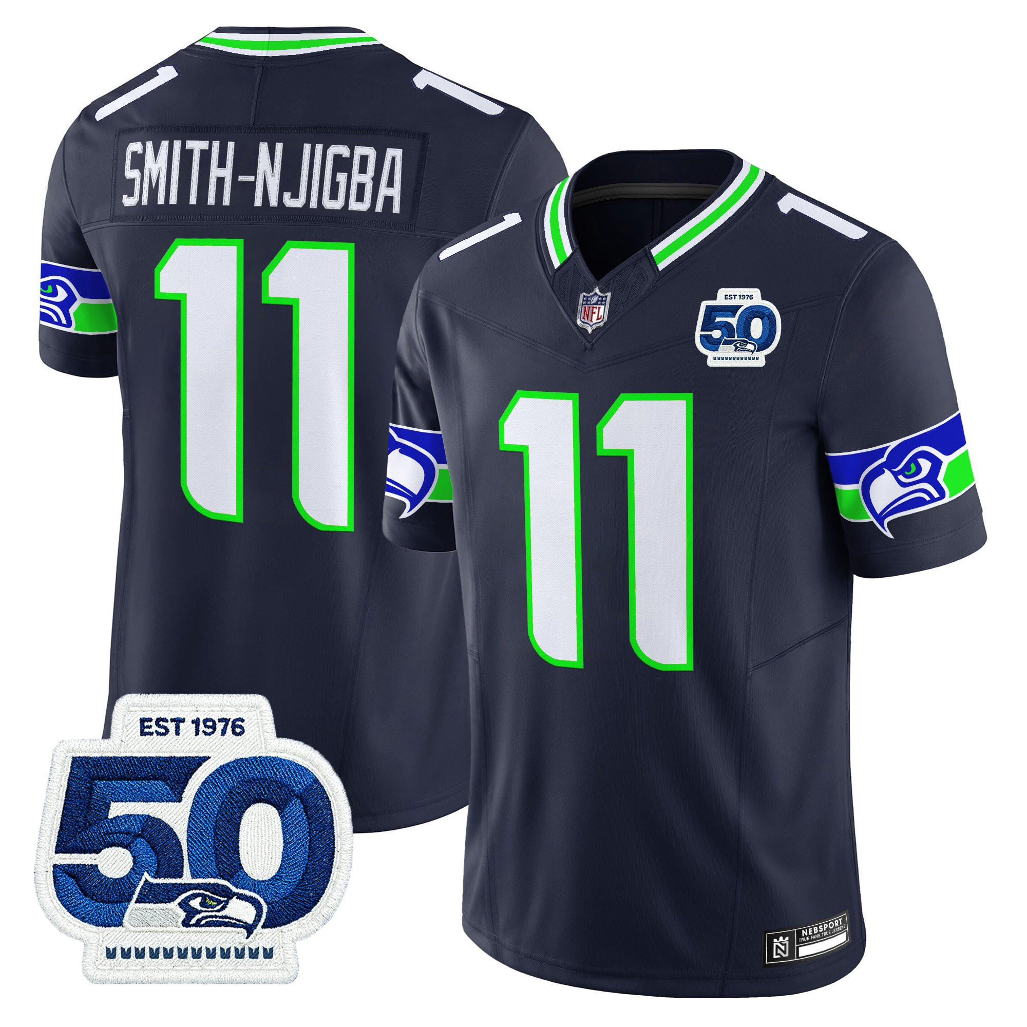 Men's Seattle Seahawks 50th Anniversary Patch Vapor Limited Jersey - All Stitched - Image 20