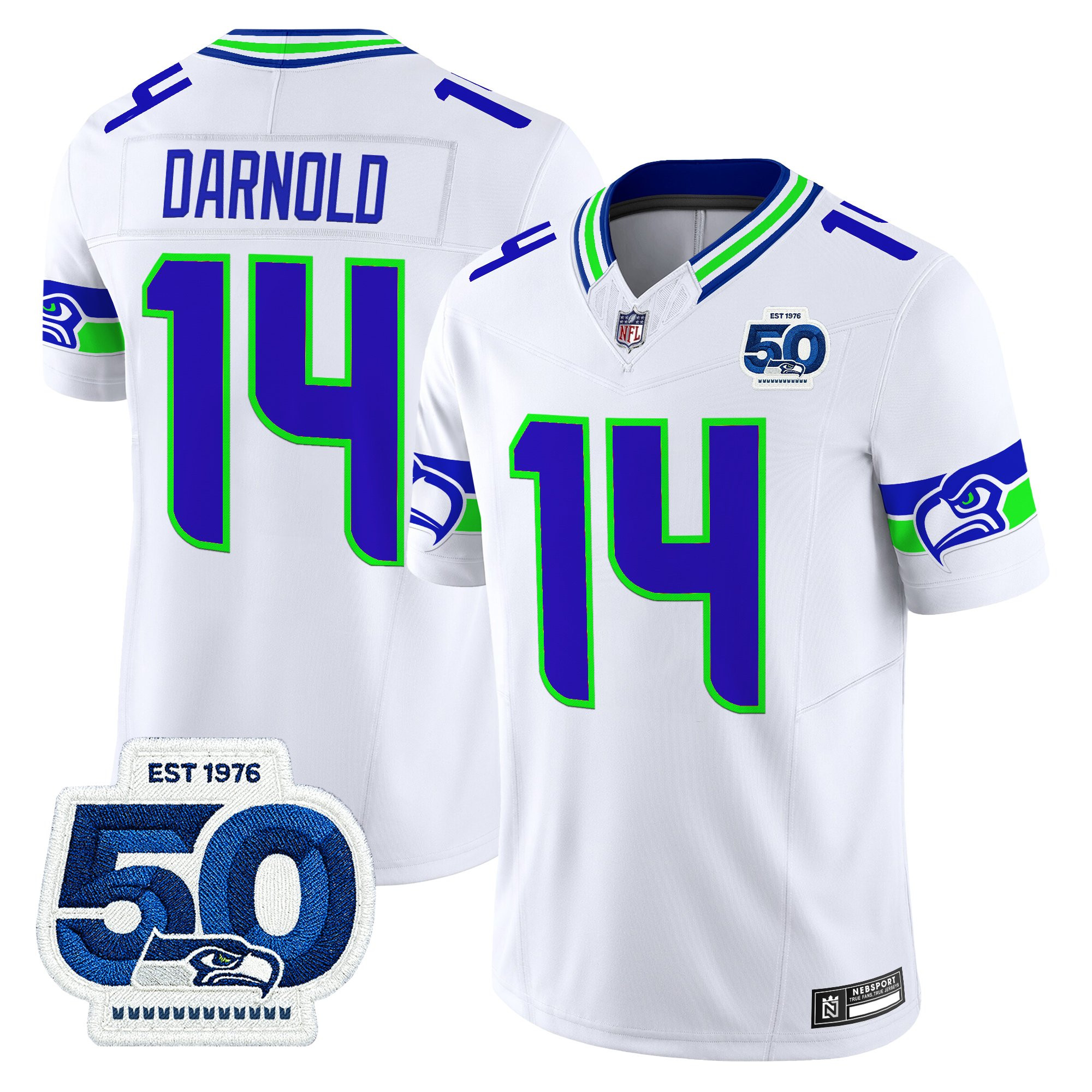 Men's Seattle Seahawks 50th Anniversary Patch Vapor Limited Jersey - All Stitched - Image 41