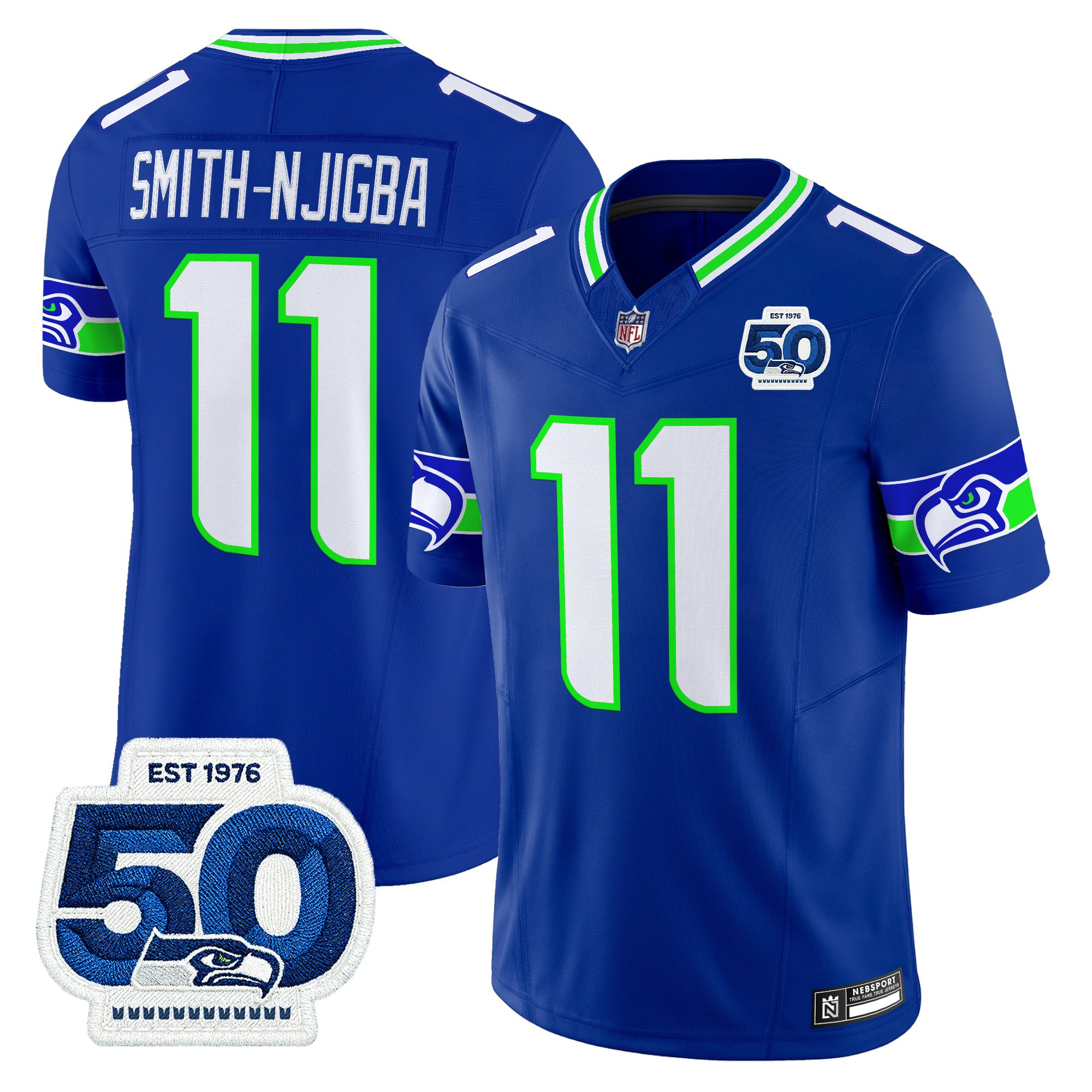 Men's Seattle Seahawks 50th Anniversary Patch Vapor Limited Jersey - All Stitched - Image 36