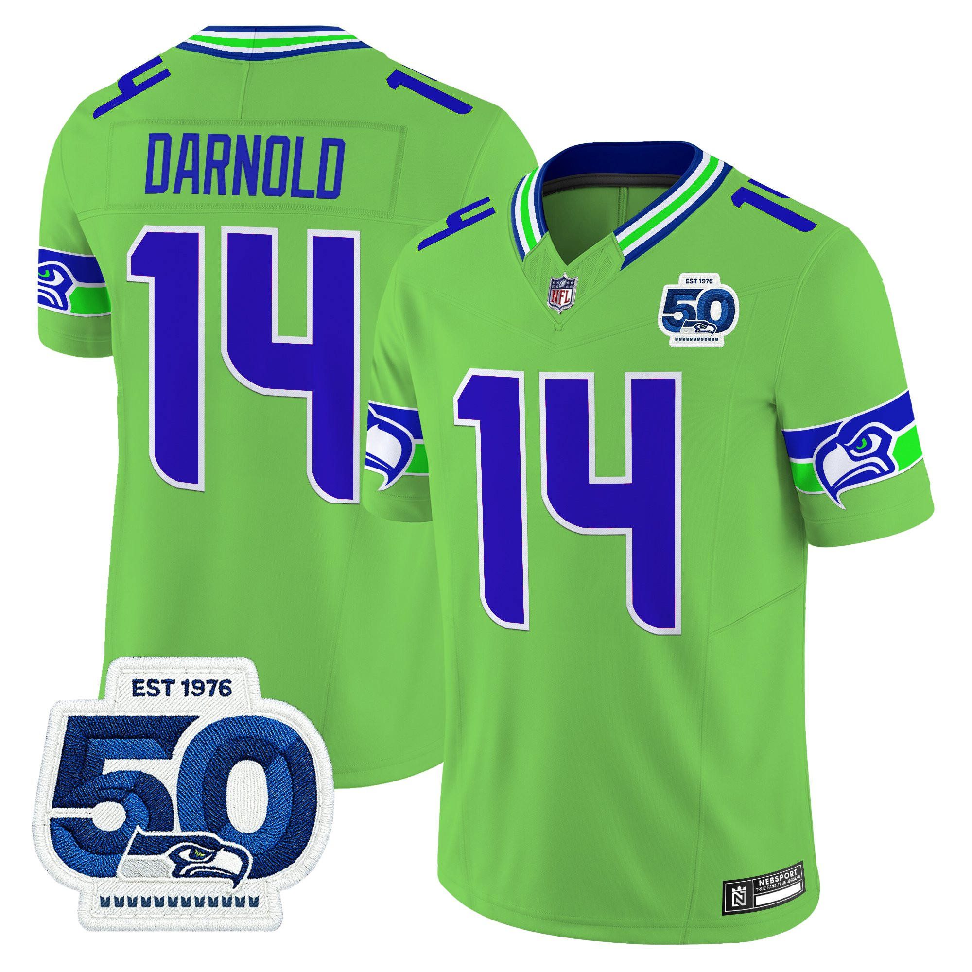 Men's Seattle Seahawks 50th Anniversary Patch Vapor Limited Jersey - All Stitched - Image 9