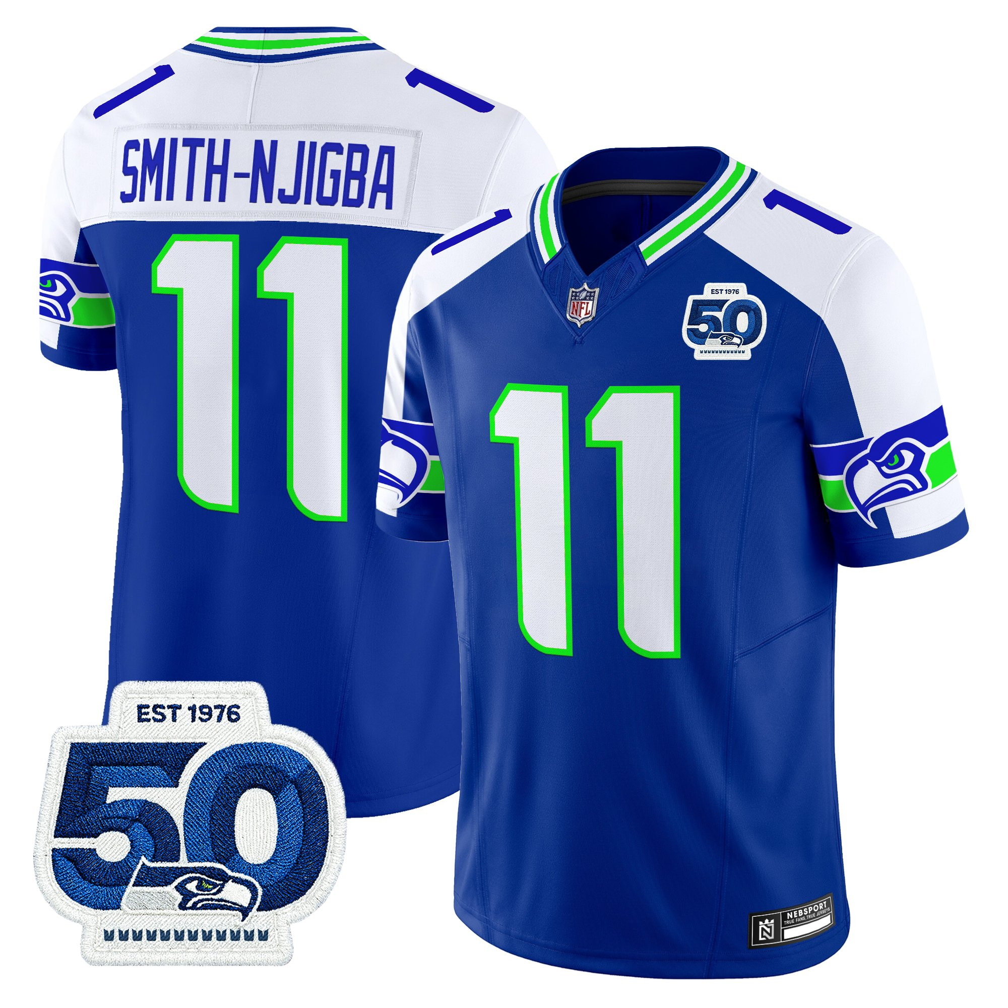 Men's Seattle Seahawks 50th Anniversary Patch Vapor Limited Jersey - All Stitched - Image 28