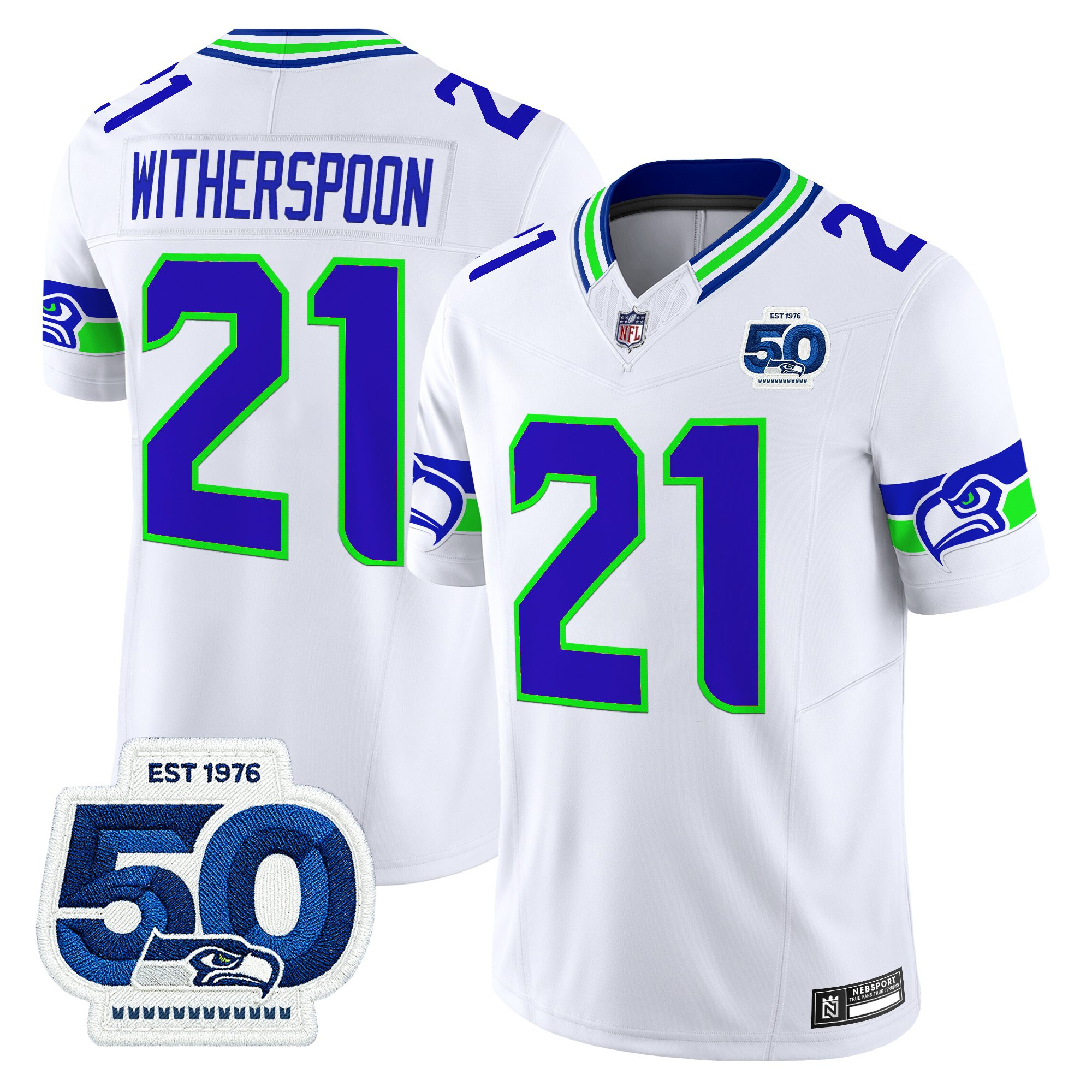 Men's Seattle Seahawks 50th Anniversary Patch Vapor Limited Jersey - All Stitched - Image 45