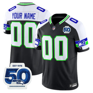 Seattle Seahawks 50th Anniversary Patch Vapor Limited Custom Jersey - All Stitched