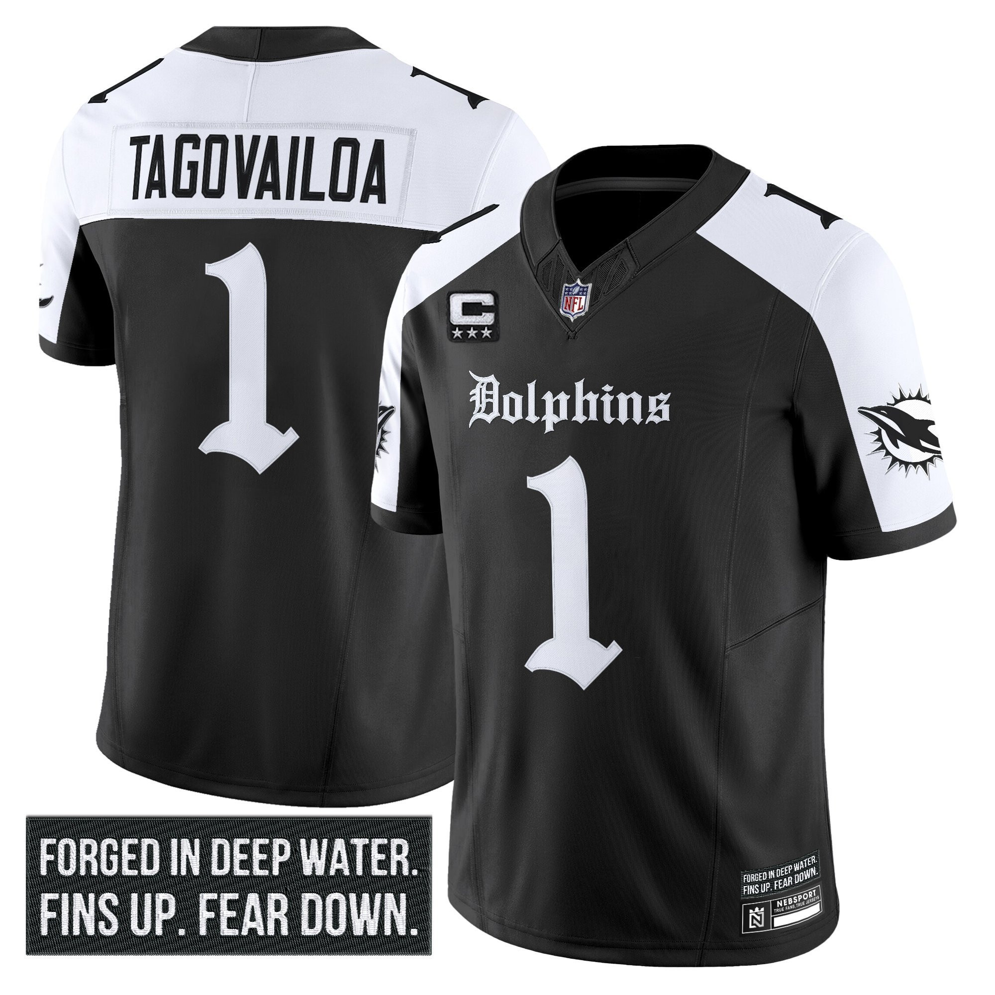 Men's Miami Dolphins 'Gothic Deep Water Edition' Vapor Limited Jersey - All Stitched - Image 19