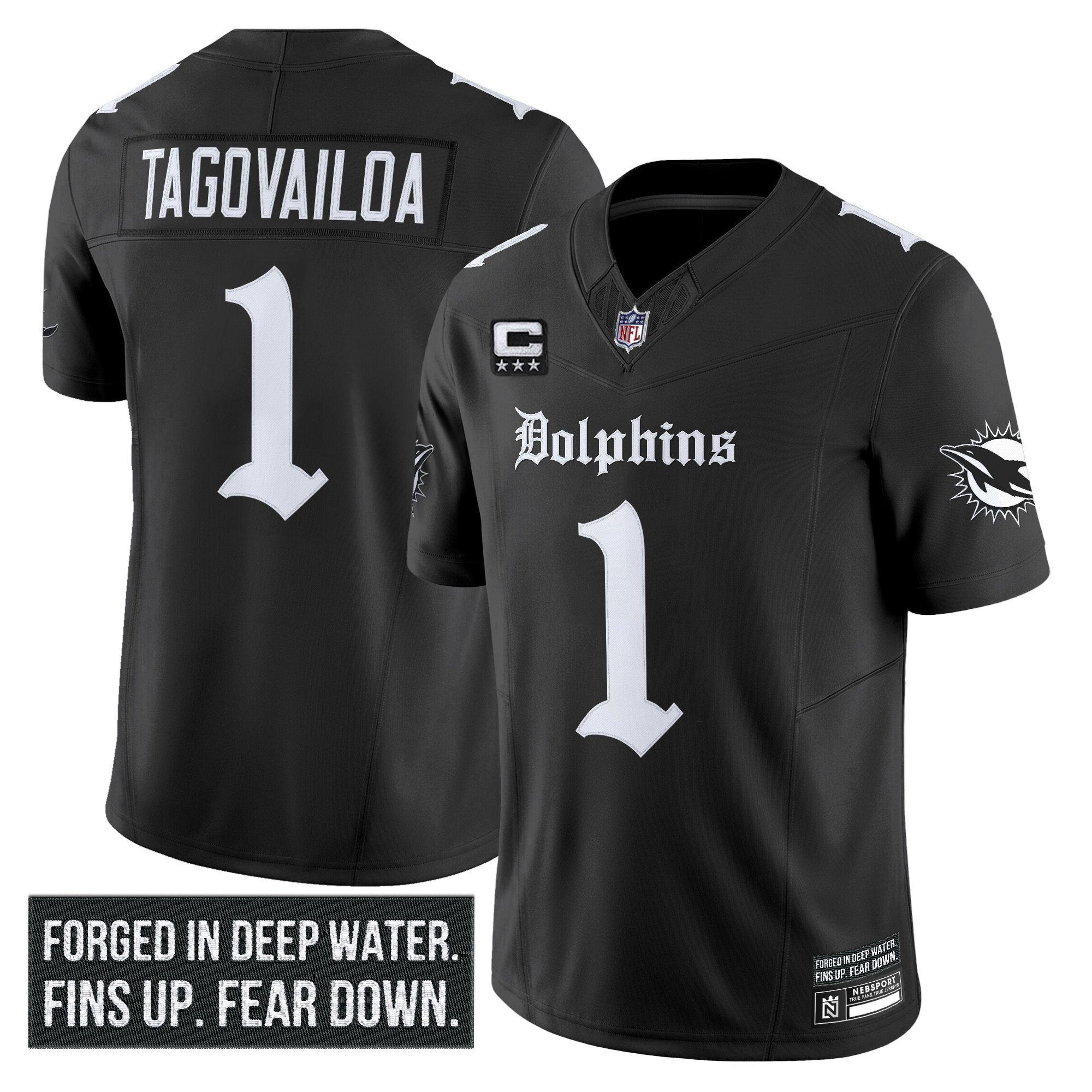 Men's Miami Dolphins 'Gothic Deep Water Edition' Vapor Limited Jersey - All Stitched