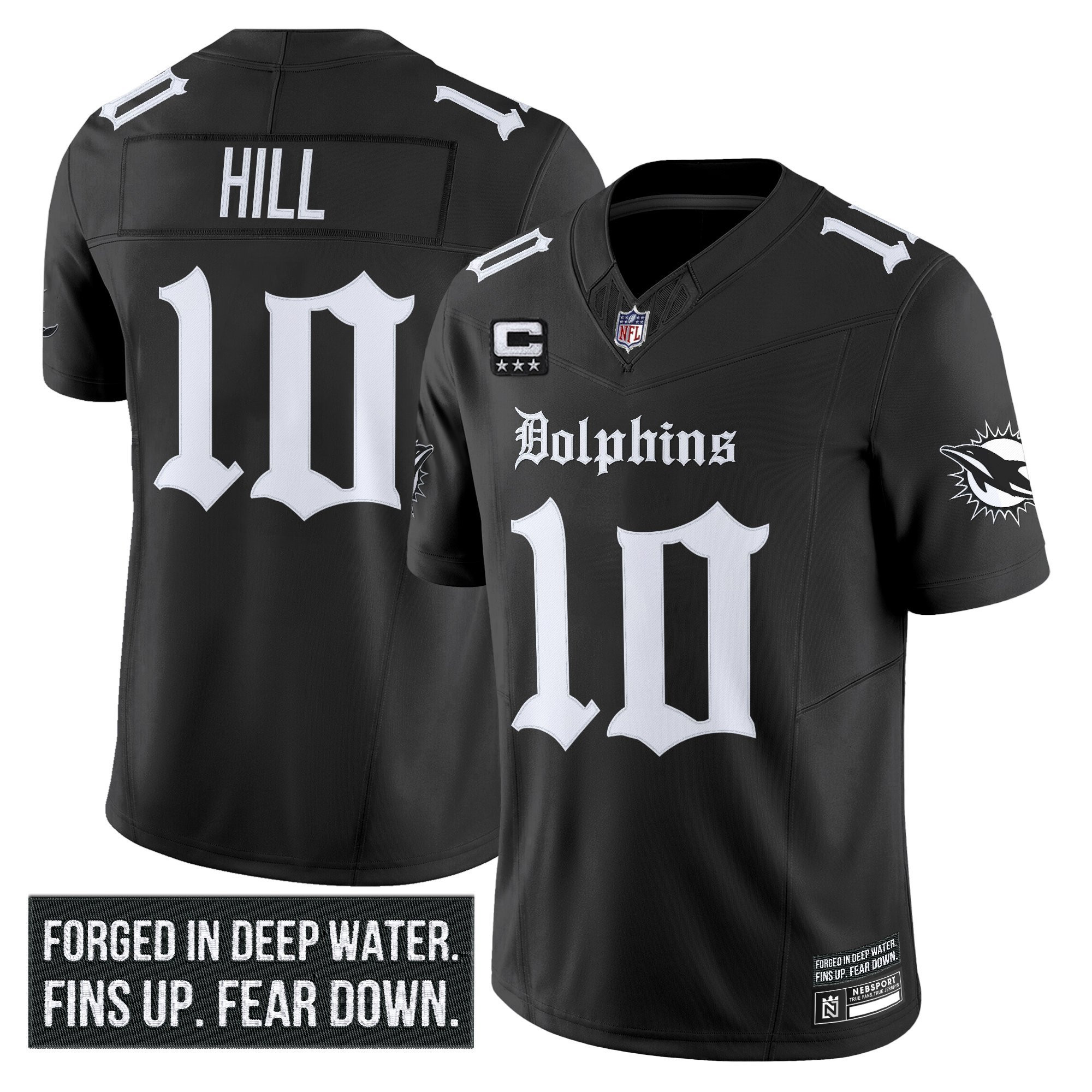 Men's Miami Dolphins 'Gothic Deep Water Edition' Vapor Limited Jersey - All Stitched - Image 4