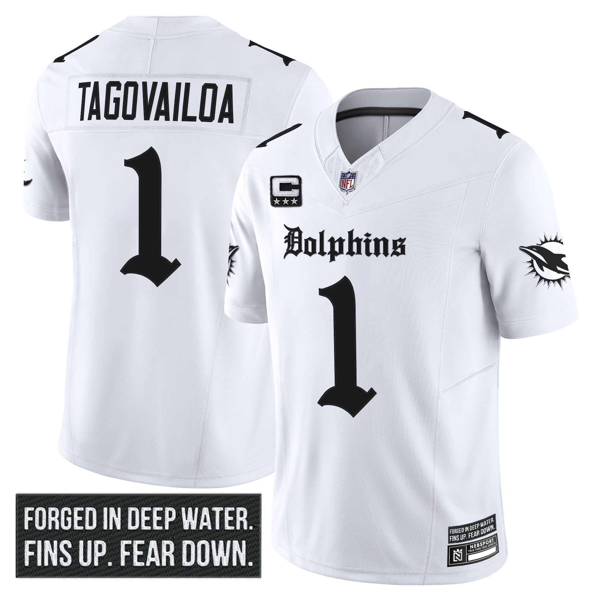 Men's Miami Dolphins 'Gothic Deep Water Edition' Vapor Limited Jersey - All Stitched - Image 10