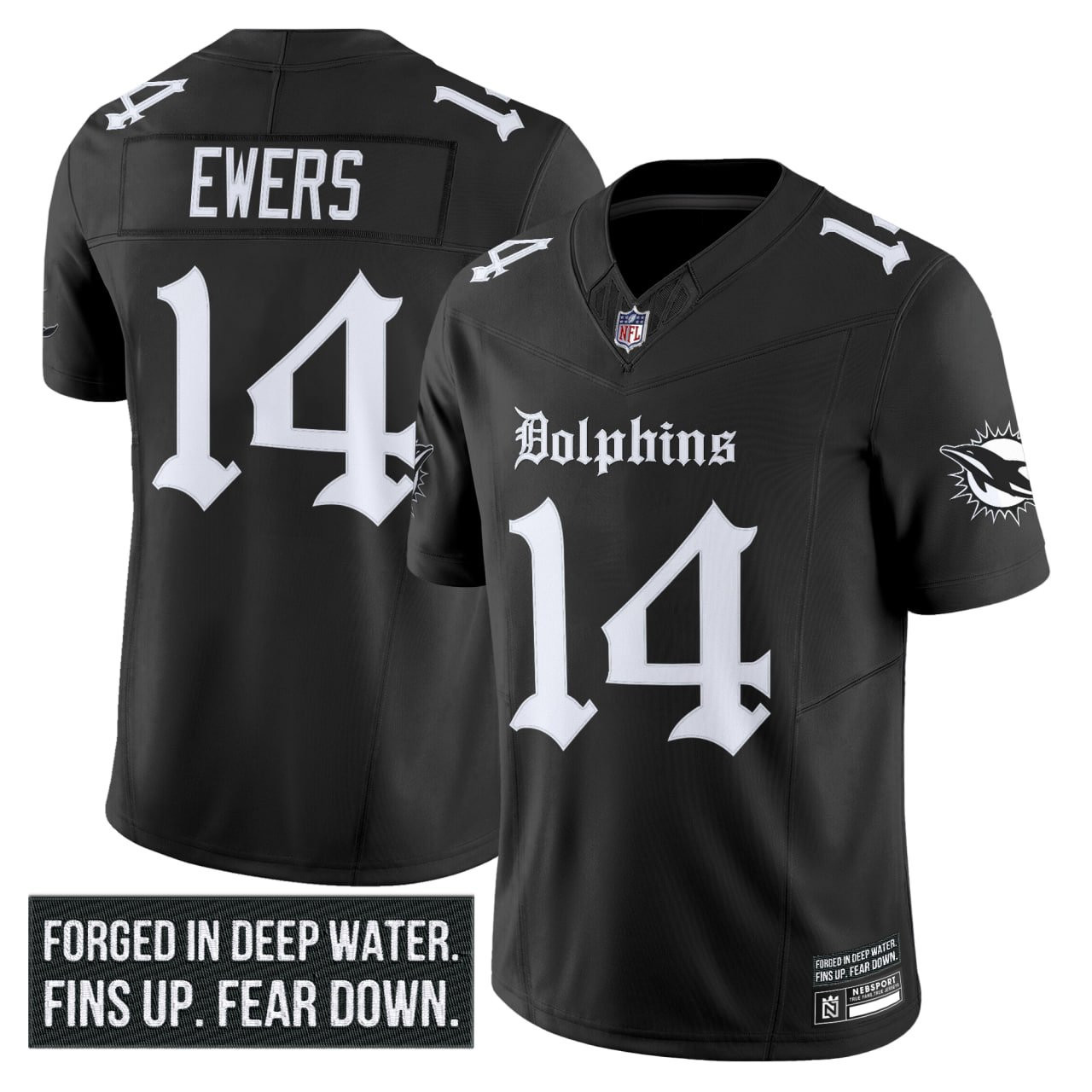 Men's Miami Dolphins 'Gothic Deep Water Edition' Vapor Limited Jersey - All Stitched - Image 9