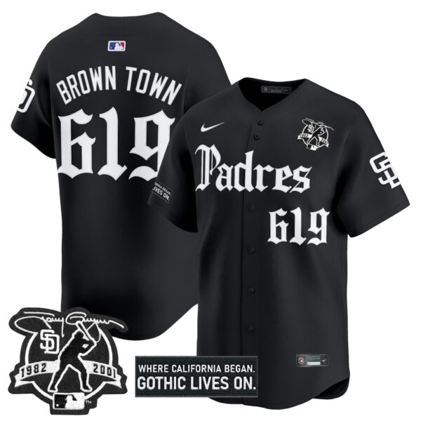 Men's San Diego Padres 'Gothic Edition' Vapor Premier Limited Jersey V2 - All Stitched - Image 2