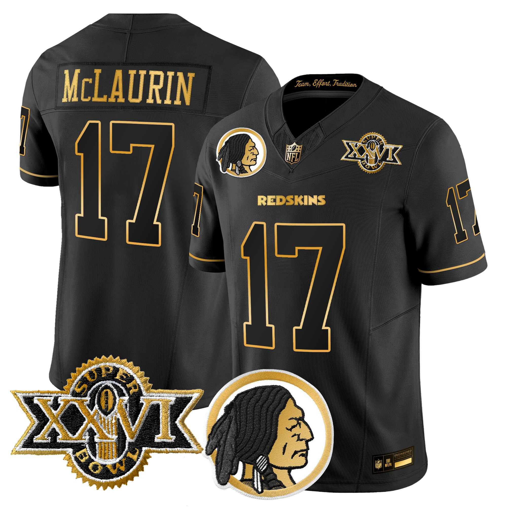 Men's Washington Redskins Throwback 1992 Super Bowl XXVI Patch Gold Vapor Limited Jersey - All Stitched - Image 6