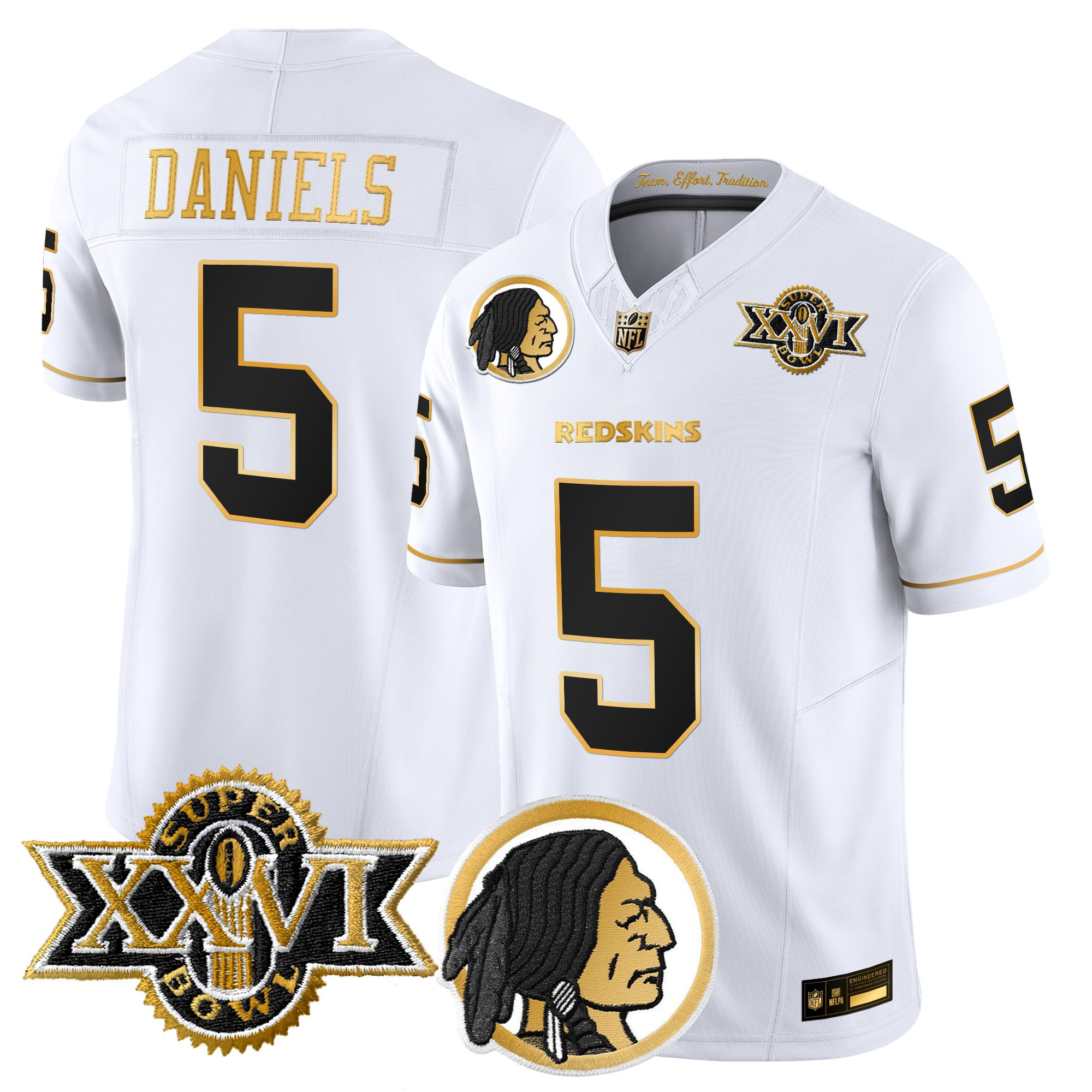 Men's Washington Redskins Throwback 1992 Super Bowl XXVI Patch Gold Vapor Limited Jersey - All Stitched - Image 11