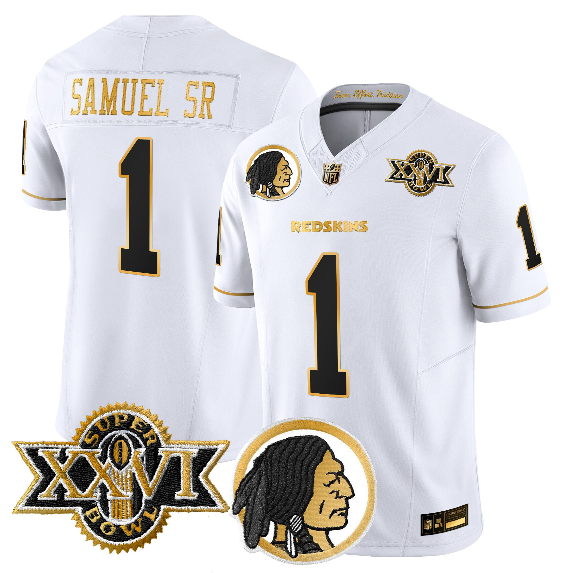 Men's Washington Redskins Throwback 1992 Super Bowl XXVI Patch Gold Vapor Limited Jersey - All Stitched - Image 20