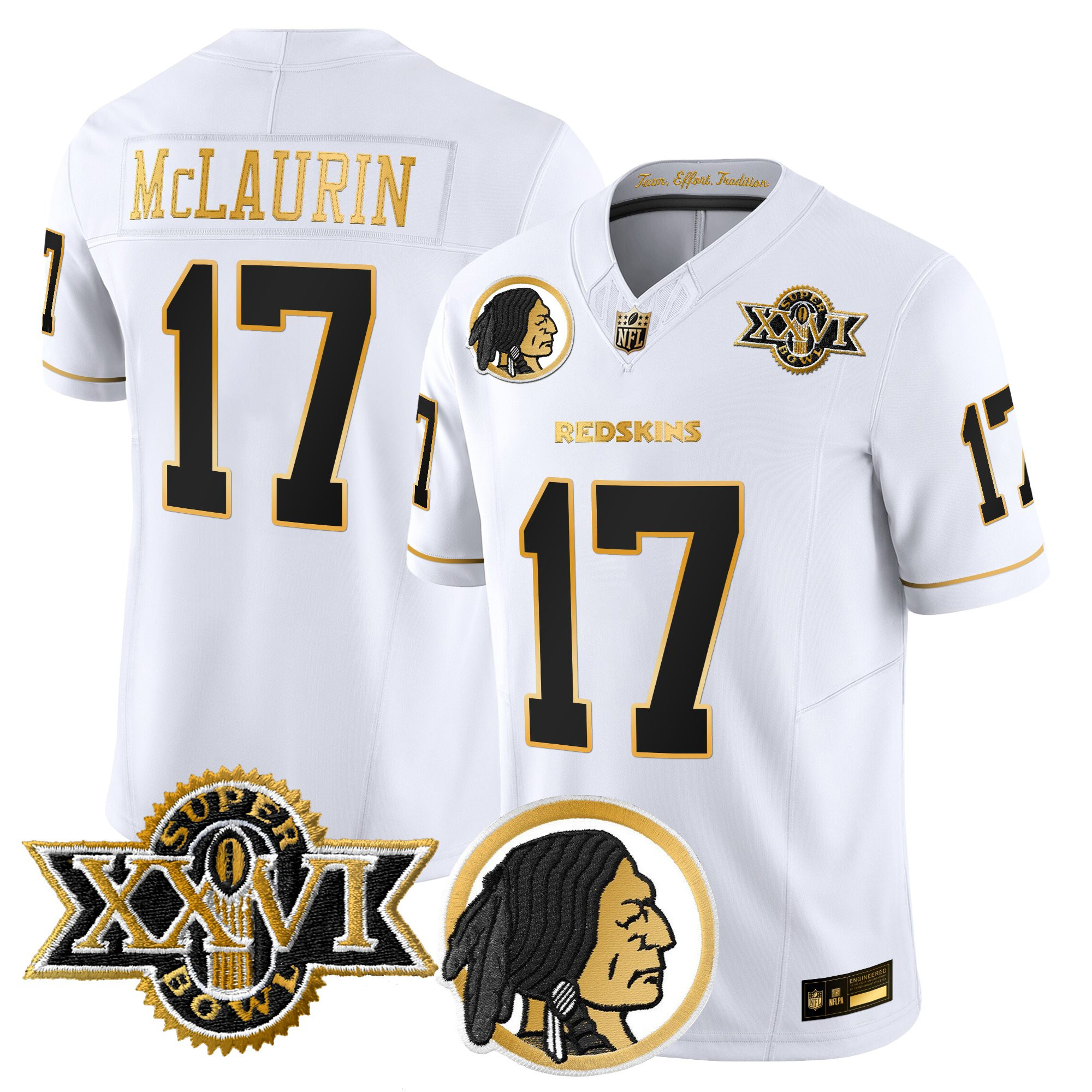 Men's Washington Redskins Throwback 1992 Super Bowl XXVI Patch Gold Vapor Limited Jersey - All Stitched - Image 16