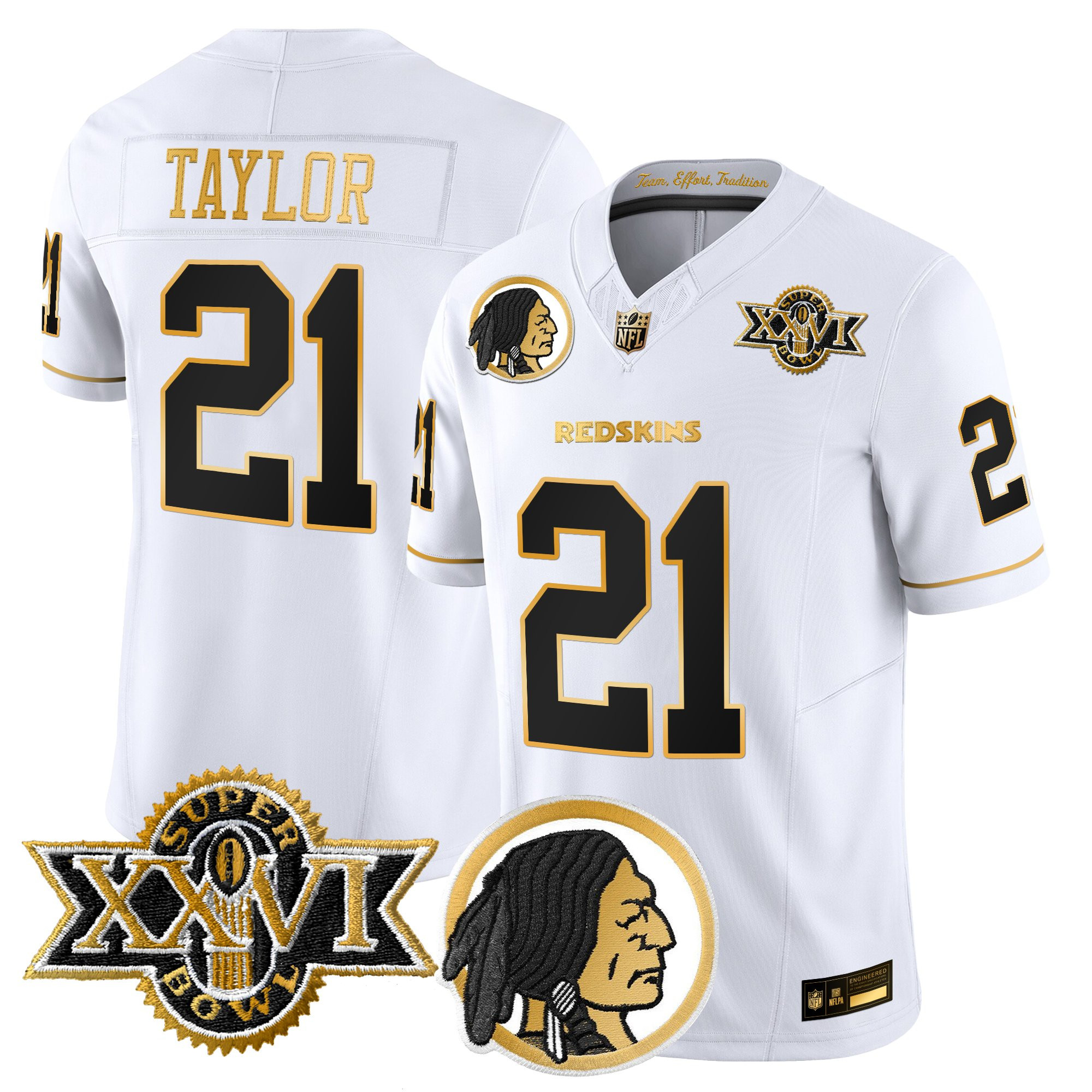 Men's Washington Redskins Throwback 1992 Super Bowl XXVI Patch Gold Vapor Limited Jersey - All Stitched - Image 17