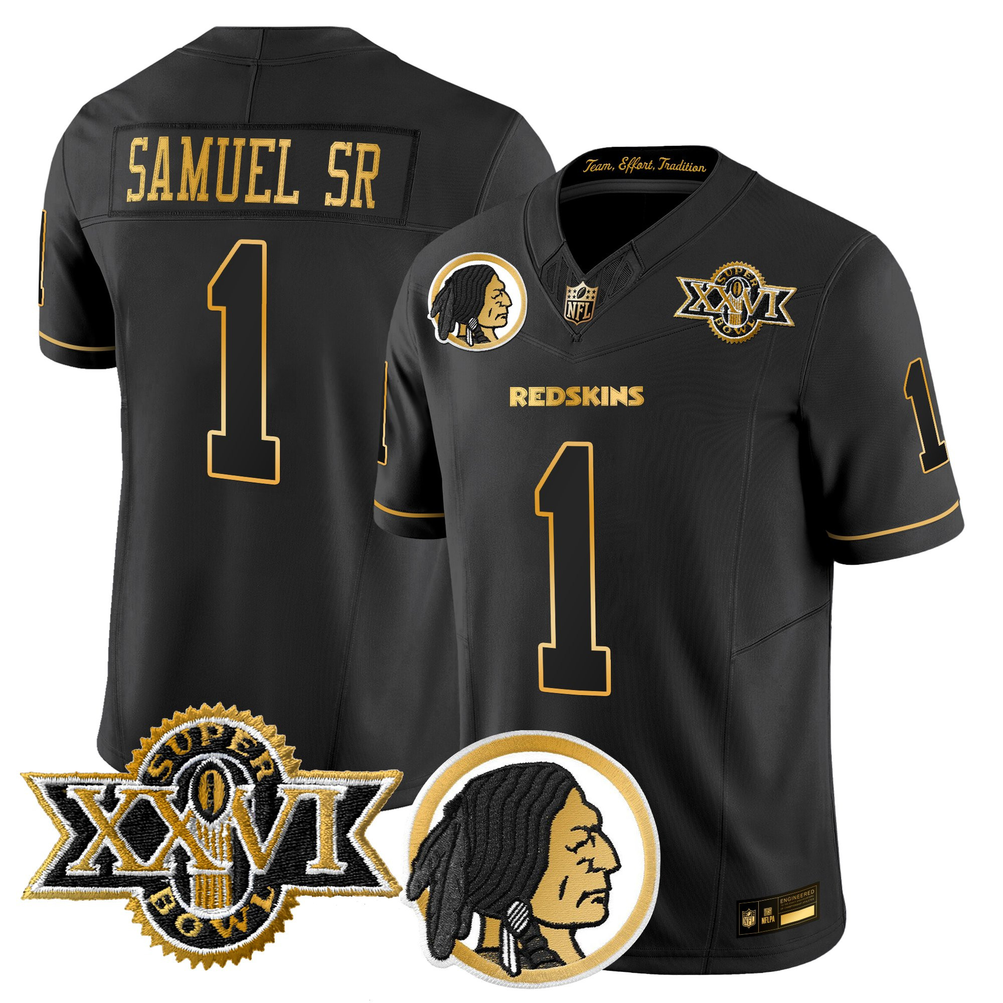 Men's Washington Redskins Throwback 1992 Super Bowl XXVI Patch Gold Vapor Limited Jersey - All Stitched - Image 10