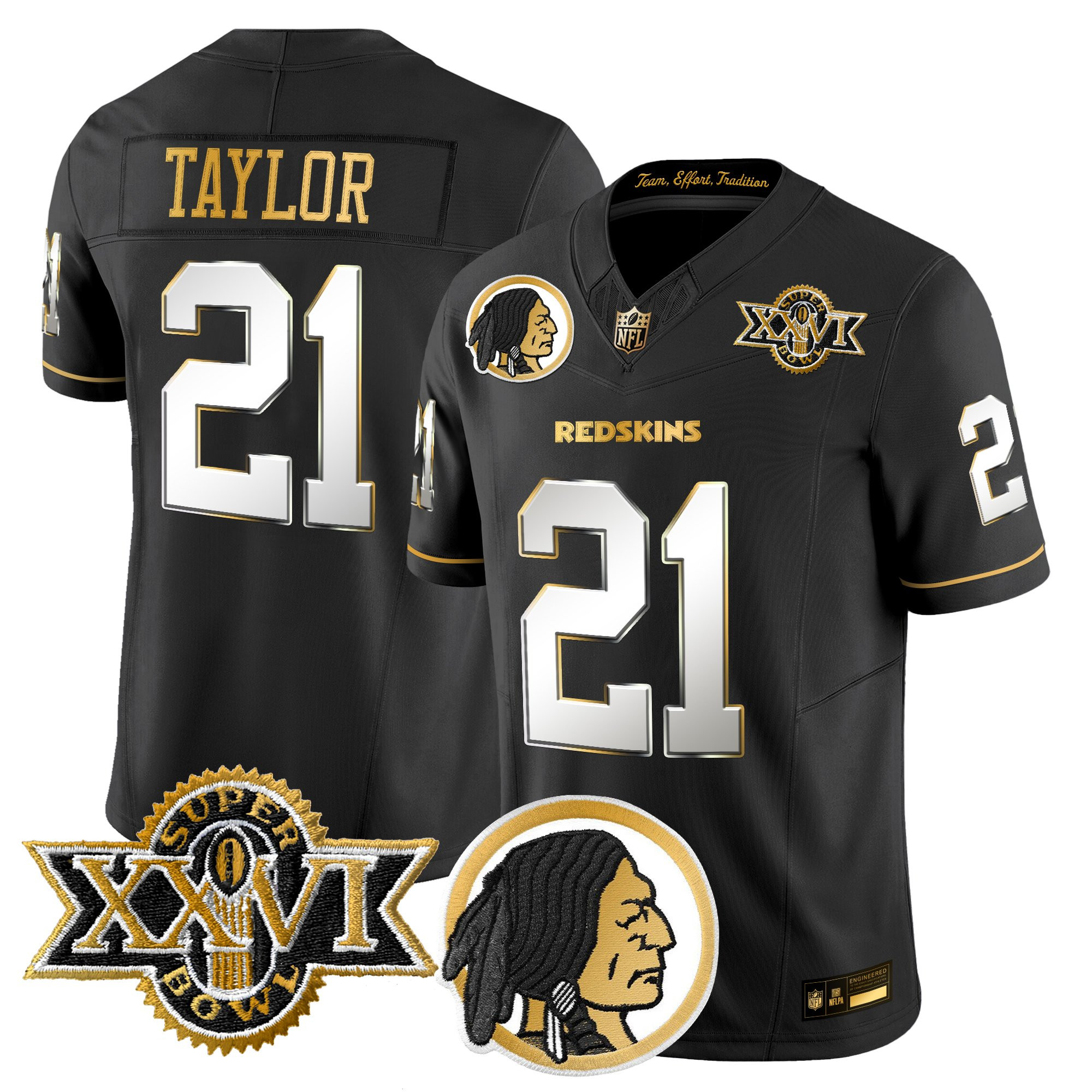 Men's Washington Redskins Throwback 1992 Super Bowl XXVI Patch Gold Vapor Limited Jersey - All Stitched - Image 27