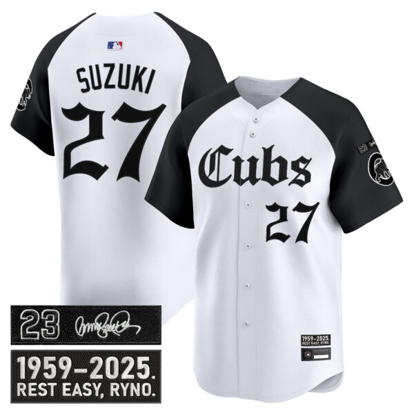 Men's Chicago Cubs 'Ryne Sandberg Tribute' Vapor Premier Limited Jersey - Gothic Edition - All Stitched - Image 29