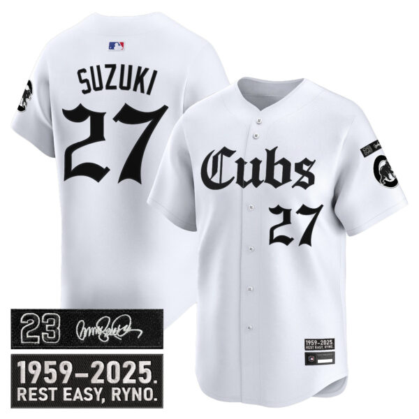 Men's Chicago Cubs 'Ryne Sandberg Tribute' Vapor Premier Limited Jersey - Gothic Edition - All Stitched - Image 19