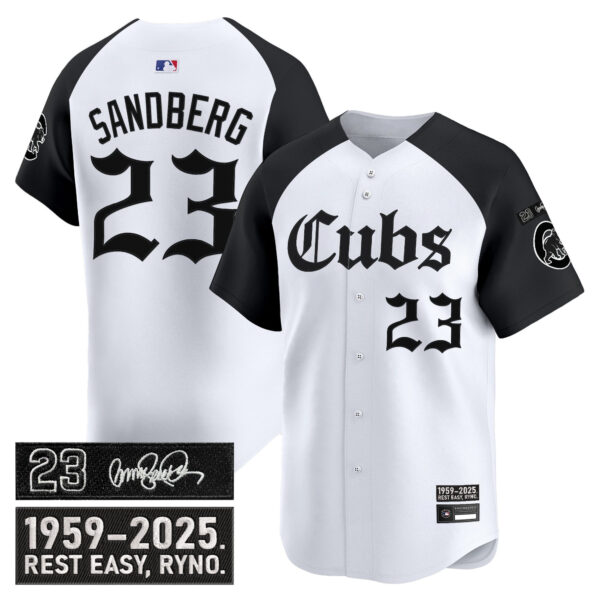 Men's Chicago Cubs 'Ryne Sandberg Tribute' Vapor Premier Limited Jersey - Gothic Edition - All Stitched - Image 21