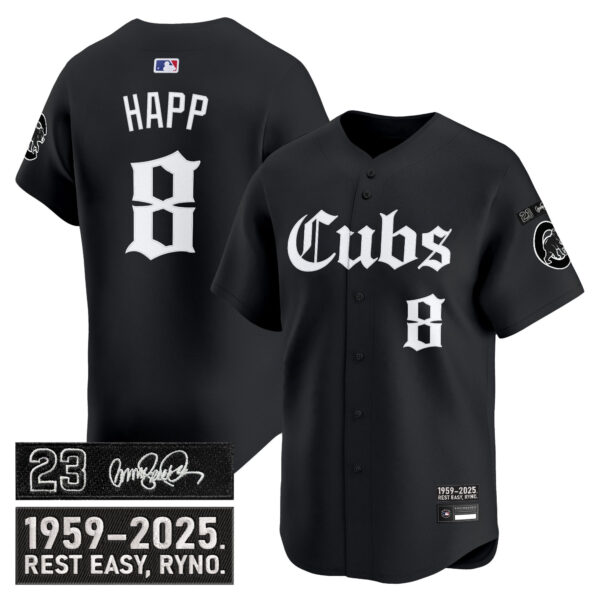 Men's Chicago Cubs 'Ryne Sandberg Tribute' Vapor Premier Limited Jersey - Gothic Edition - All Stitched - Image 5