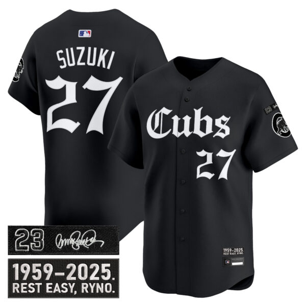 Men's Chicago Cubs 'Ryne Sandberg Tribute' Vapor Premier Limited Jersey - Gothic Edition - All Stitched - Image 9