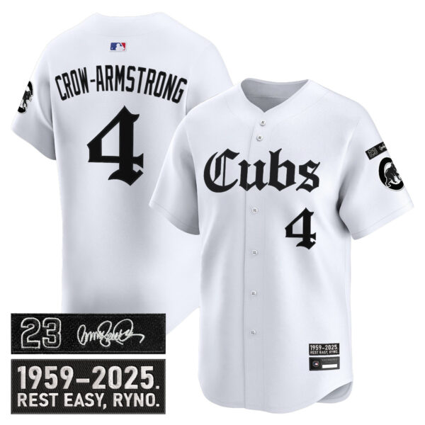 Men's Chicago Cubs 'Ryne Sandberg Tribute' Vapor Premier Limited Jersey - Gothic Edition - All Stitched - Image 18