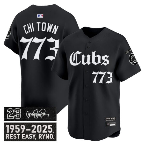 Men's Chicago Cubs 'Ryne Sandberg Tribute' Vapor Premier Limited Jersey - Gothic Edition - All Stitched - Image 2