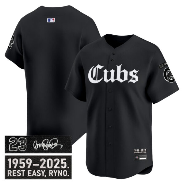 Men's Chicago Cubs 'Ryne Sandberg Tribute' Vapor Premier Limited Jersey - Gothic Edition - All Stitched - Image 10