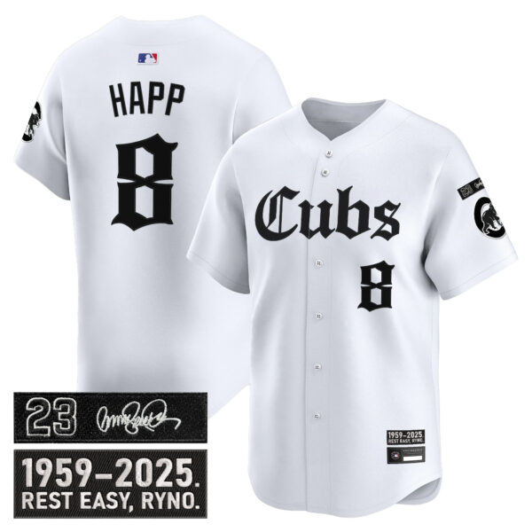 Men's Chicago Cubs 'Ryne Sandberg Tribute' Vapor Premier Limited Jersey - Gothic Edition - All Stitched - Image 15