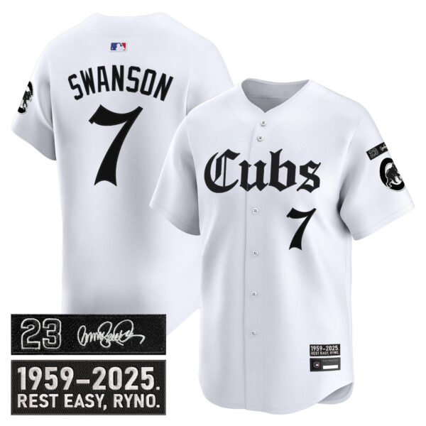 Men's Chicago Cubs 'Ryne Sandberg Tribute' Vapor Premier Limited Jersey - Gothic Edition - All Stitched - Image 14