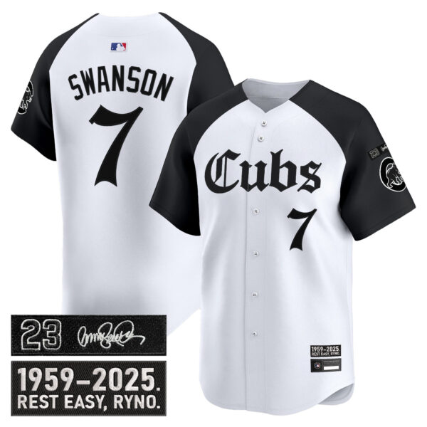 Men's Chicago Cubs 'Ryne Sandberg Tribute' Vapor Premier Limited Jersey - Gothic Edition - All Stitched - Image 24