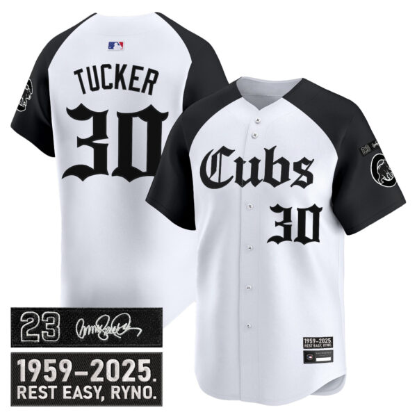 Men's Chicago Cubs 'Ryne Sandberg Tribute' Vapor Premier Limited Jersey - Gothic Edition - All Stitched - Image 23