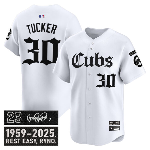 Men's Chicago Cubs 'Ryne Sandberg Tribute' Vapor Premier Limited Jersey - Gothic Edition - All Stitched - Image 13