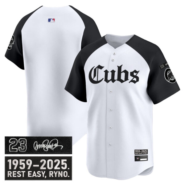 Men's Chicago Cubs 'Ryne Sandberg Tribute' Vapor Premier Limited Jersey - Gothic Edition - All Stitched - Image 30