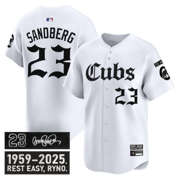 Men's Chicago Cubs 'Ryne Sandberg Tribute' Vapor Premier Limited Jersey - Gothic Edition - All Stitched - Image 11
