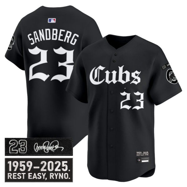 Men's Chicago Cubs 'Ryne Sandberg Tribute' Vapor Premier Limited Jersey - Gothic Edition - All Stitched