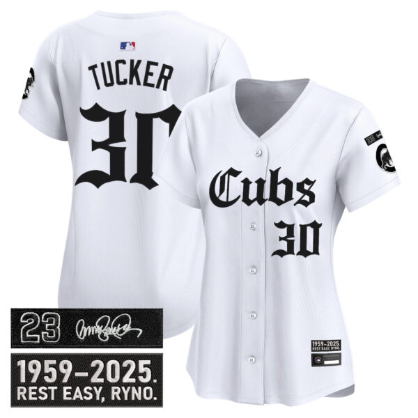 Women's Chicago Cubs 'Ryne Sandberg Tribute' Vapor Premier Limited Jersey - Gothic Edition - All Stitched - Image 13