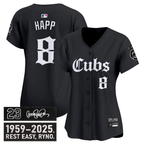 Women's Chicago Cubs 'Ryne Sandberg Tribute' Vapor Premier Limited Jersey - Gothic Edition - All Stitched - Image 5