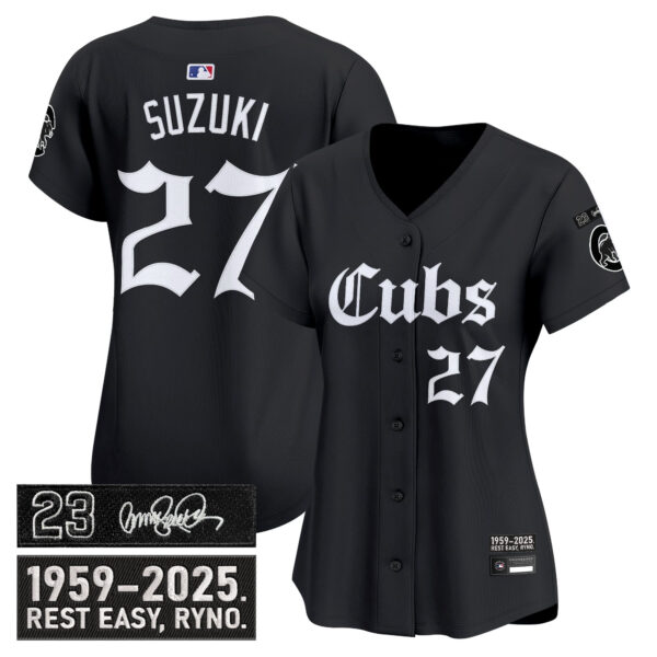 Women's Chicago Cubs 'Ryne Sandberg Tribute' Vapor Premier Limited Jersey - Gothic Edition - All Stitched - Image 9