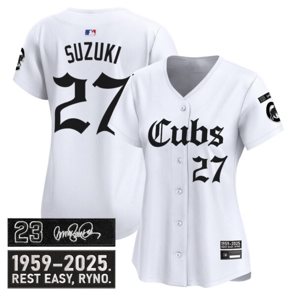 Women's Chicago Cubs 'Ryne Sandberg Tribute' Vapor Premier Limited Jersey - Gothic Edition - All Stitched - Image 19