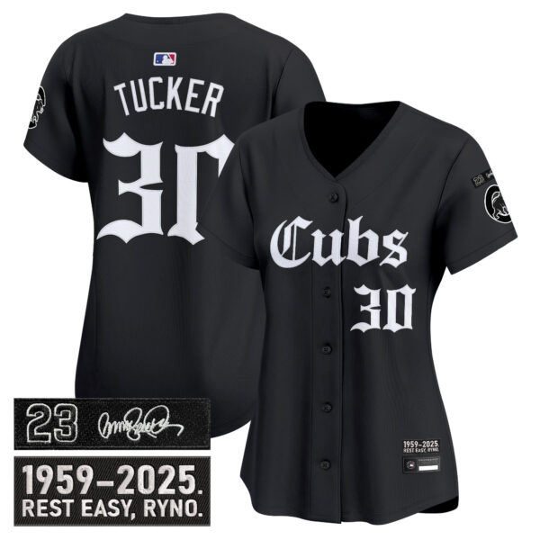 Women's Chicago Cubs 'Ryne Sandberg Tribute' Vapor Premier Limited Jersey - Gothic Edition - All Stitched - Image 3